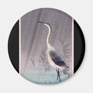 Imán Egret en lluvia de Seitei Watanabe 1851 - 1918