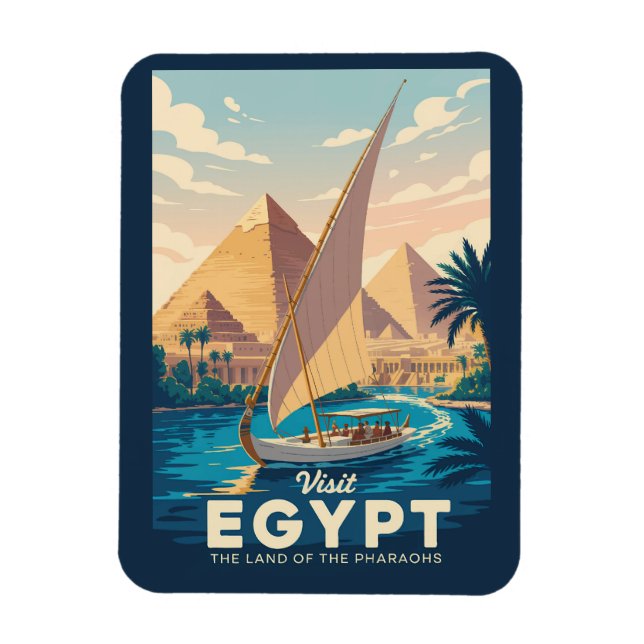 Imán Egypt Pyramid Illustration Travel Art Vintage (Vertical)