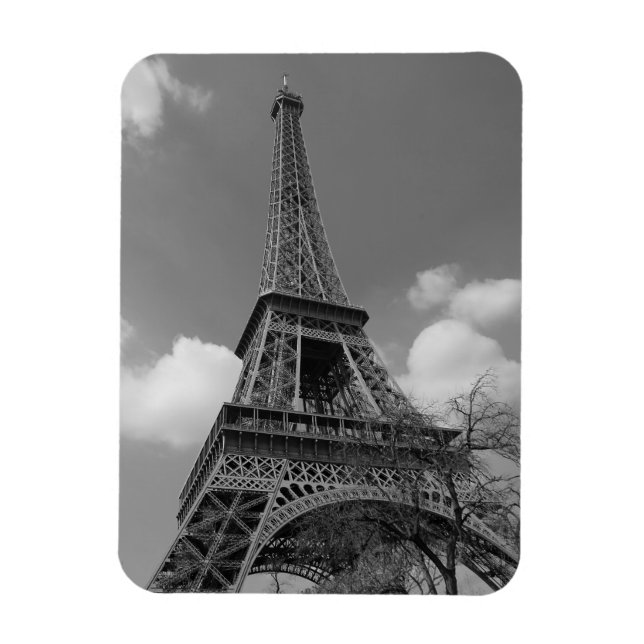 Imán Eiffel nublado en blanco y negro, 2015 (Vertical)