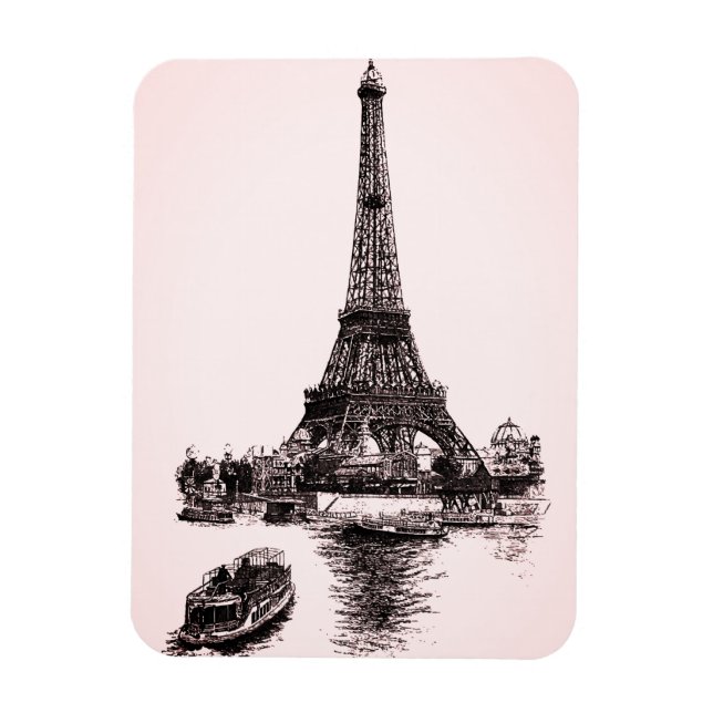 Imán Eiffel Tower and Boats in Paris (France) (Vertical)