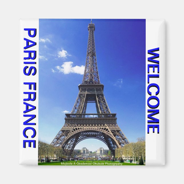 Imán eiffel-tower-parís-francia, PARIS FRANCE, WELCOM.. (Frente)