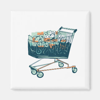 Imán Einkaufwagen mit Klopapier