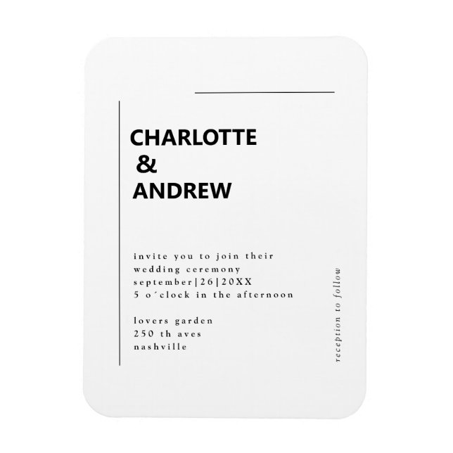 Imán Einladung Hochzeit Einladung, mínimo y moderado (Vertical)