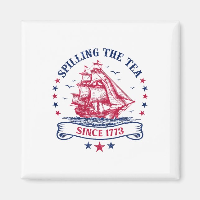 Imán El 4 De Julio Derramando El Tea 1773 Divertido Est (Frente)