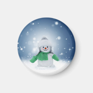 Imán El adorable personaje de muñeco de nieve de Navida