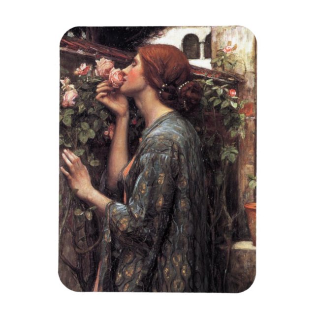 Imán El alma del Rosa (por John William Waterhouse) (Vertical)