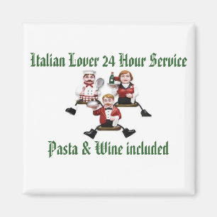 Imán El amante italiano 24 pastas y vino del servicio