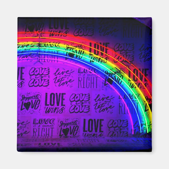 Imán El amor gana el orgullo gay LBGQT Rainbow (Frente)