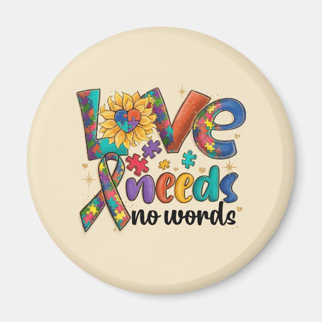 Imán El amor no necesita palabras - Conciencia del auti (Frente)