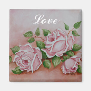 Imán El amor Shabby Chic Vintage Pintado Rosa Magnet