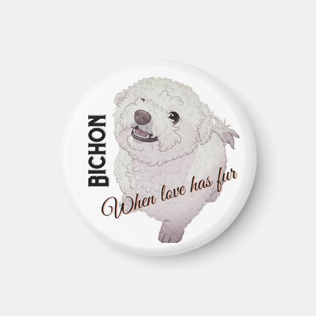 Imán El amor tiene Bichon Fur  (Frente)