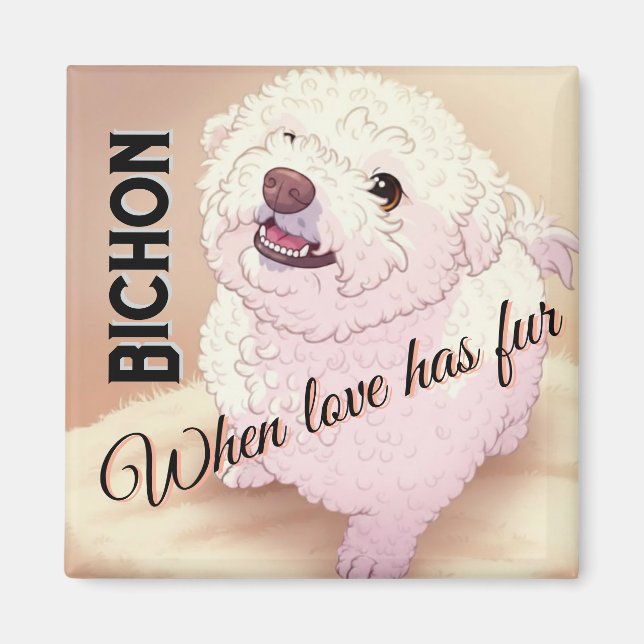 Imán El amor tiene Bichon Fur  (Frente)