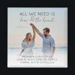 Imán El amor y la playa salven la foto de la fecha<br><div class="desc">Bodas de playa tropical salvan los imanes de fecha que dicen "Todo lo que necesitas es amor y playa". Personalizar con tu foto,  nombres,  fecha de boda y ubicación.</div>