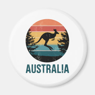 Imán El animal retro australiano del atardecer salta al