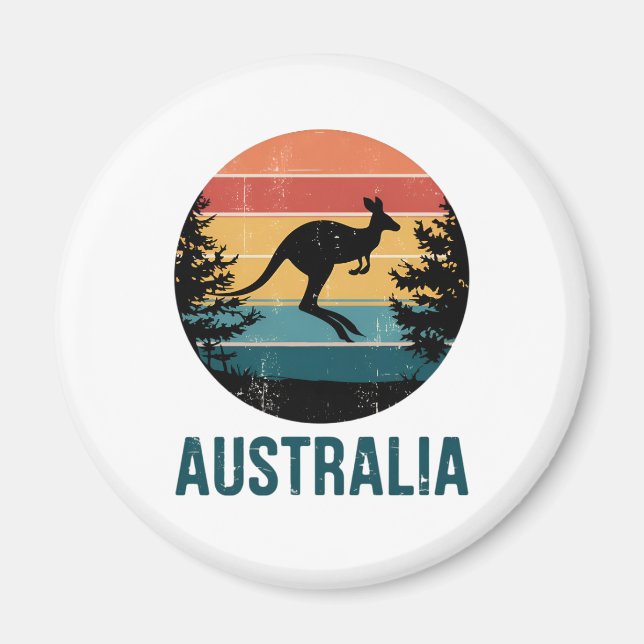 Imán El animal retro australiano del atardecer salta al (Frente)