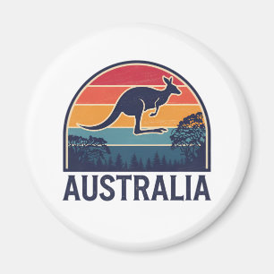 Imán El animal retro australiano del atardecer salta al