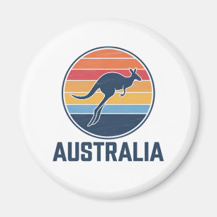 Imán El animal retro australiano del atardecer salta al