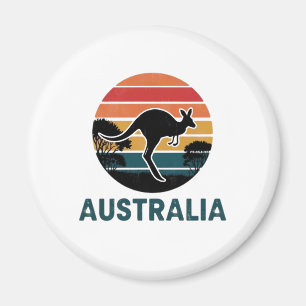 Imán El animal retro australiano del atardecer salta al