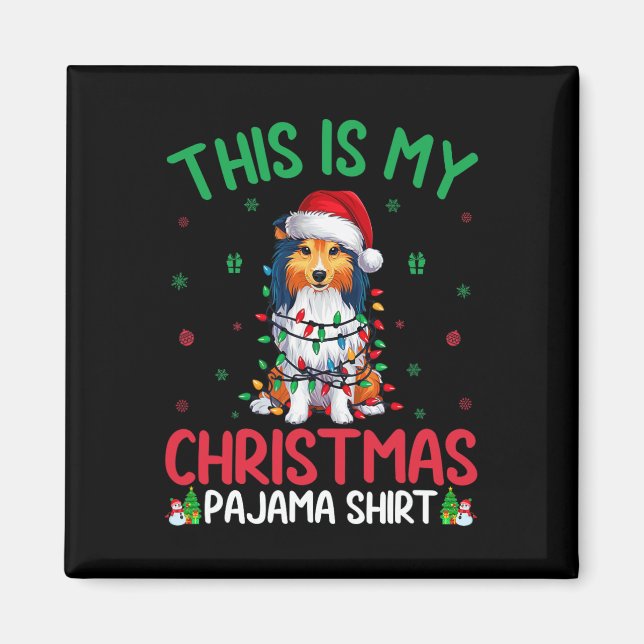 Imán El árbol de navidad feo Santa Shetland Sheepdog Ch (Frente)