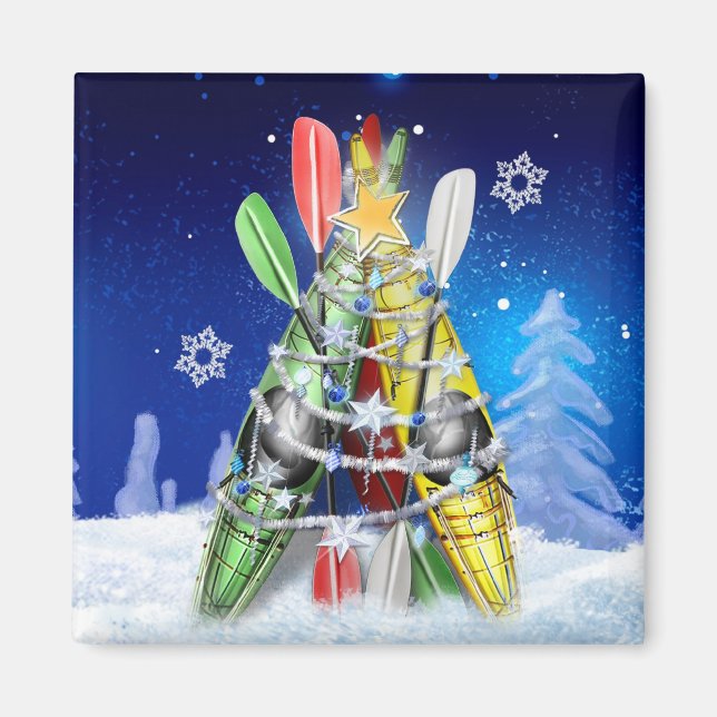 Imán El árbol de Navidad Kayak (Frente)