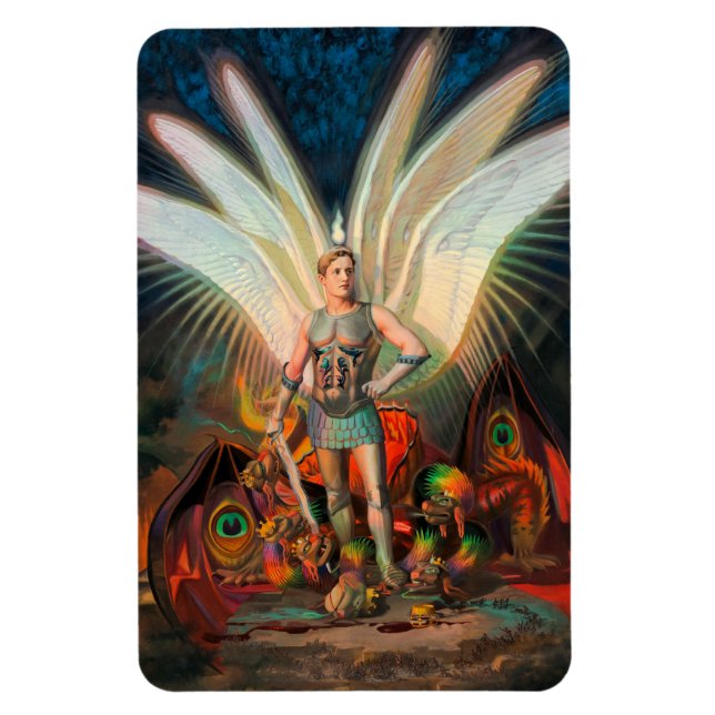 Imán El Arcángel Michael derrota al dragón (Vertical)