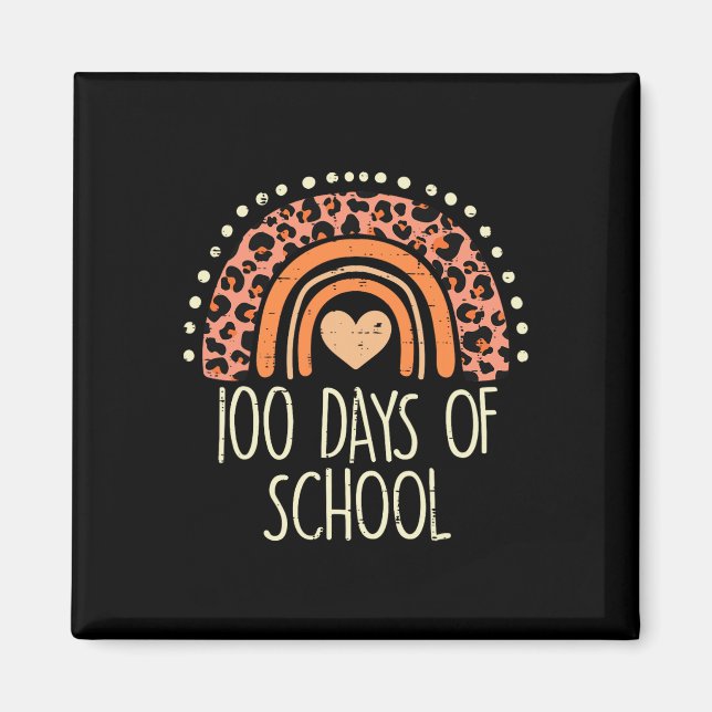 Imán El arcoiris del leopardo del rosa 100 días de clas (Frente)