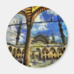 Imán El arte azul de Estambul de la mezquita