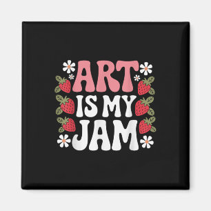 Imán El arte groovy es mi jam retro divertido profesor 