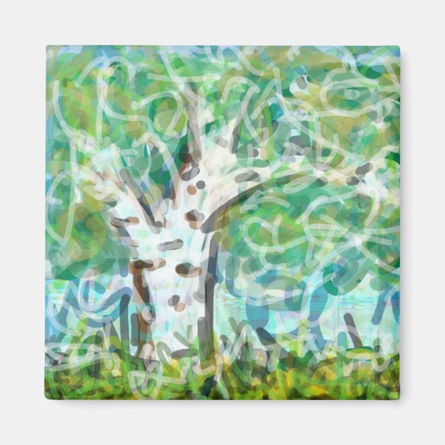 Imán El arte original del árbol impresionista expresivo (Frente)