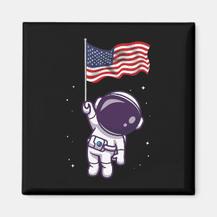 Imán El Astronauta Estadounidense De Julio, La Bandera