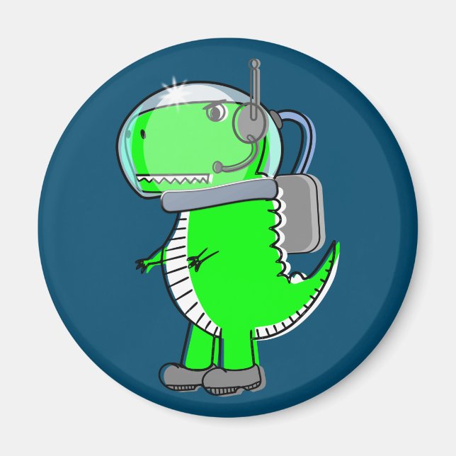 Imán El astronauta T-Rex Dinosaurio, rico y enojado (Frente)