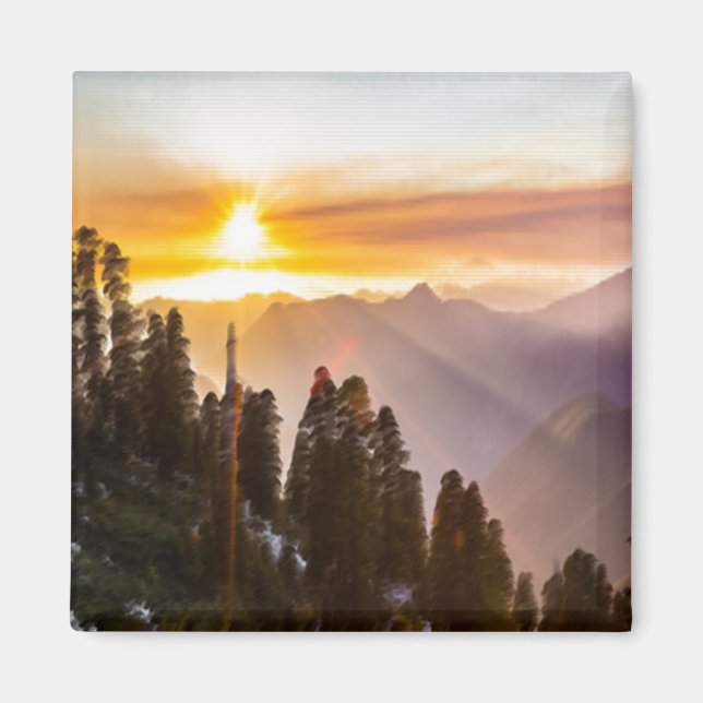 Imán El atardecer sobre el bosque (Frente)