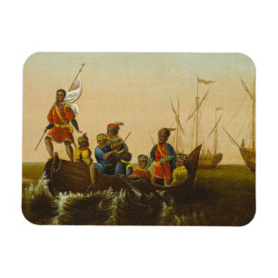 Imán El aterrizaje de Columbus, c.1837 (aceite en lona)