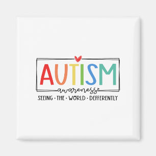 Imán El Autismo Retro Viendo El Mundo Distinguido Autis