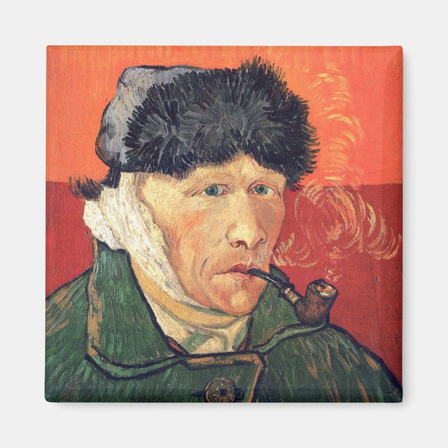 Imán El autorretrato de Vincent Van Gogh con oreja y tu (Frente)