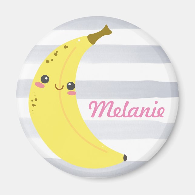 Imán El banano kawaii personalizado (Frente)