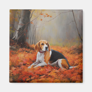 Imán El Beagle en otoño se inspira en las hojas