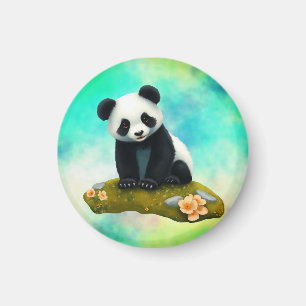 Imán El bebé Panda huele las flores
