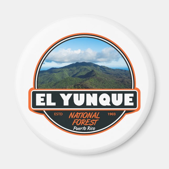 Imán El bosque nacional El Yunque emblema de Puerto Ric (Frente)