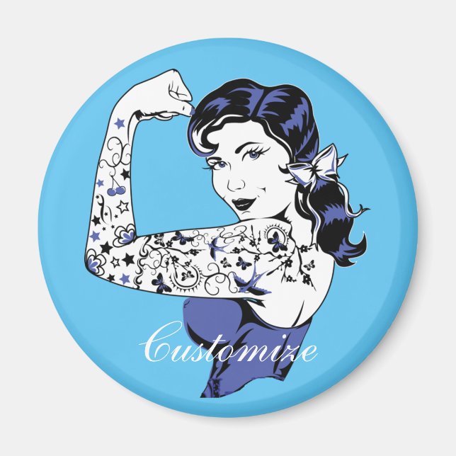 Imán El brazo Chica del tatuaje arriba Thunder_Cove (Frente)