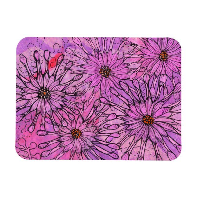 Imán El Cabo Daisy Africano Daisies Flores Rosadas Arte (Horizontal)