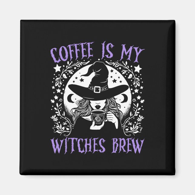 Imán El café es mi bruja engendran retro Halloween Witc (Frente)