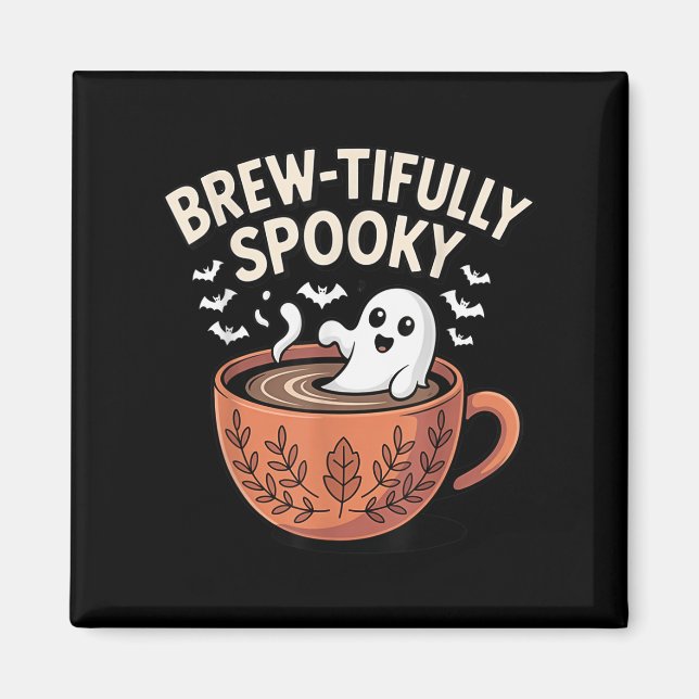 Imán El café Ghostly Fantasía Halloween (Frente)