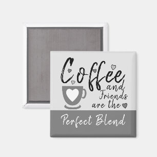 Imán El café y los amigos aman los corazones grises