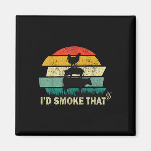 Imán El Carnicero Chef Cook Bbq Humo Que La Carne De Va