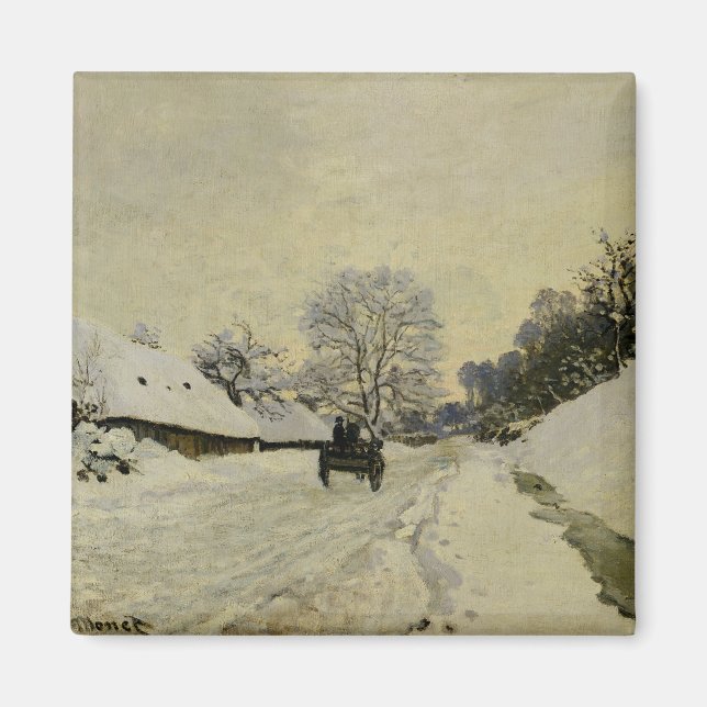 Imán El carro, o camino bajo la nieve en Honfleur, 1865 (Frente)