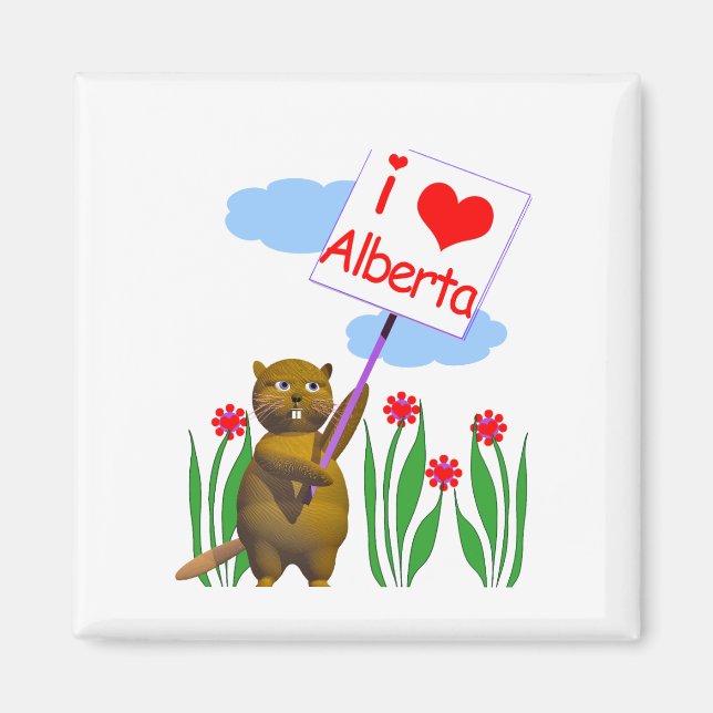 Imán El castor canadiense ama a Alberta (Frente)