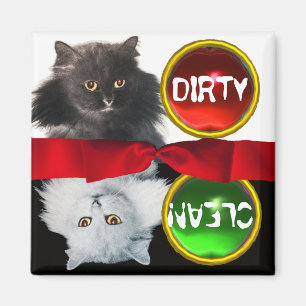 IMÁN EL CAT BLANCO Y NEGRO SUCIO LIMPIA