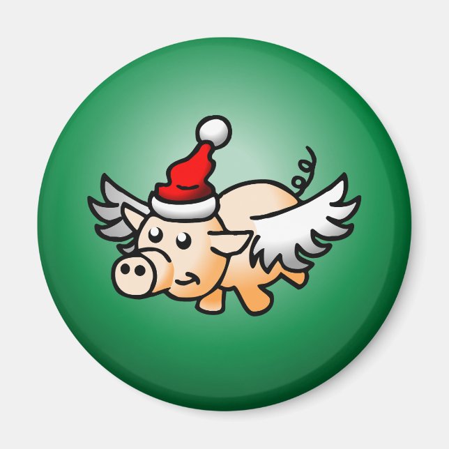Imán El cerdo de los Navidades voladores (Frente)