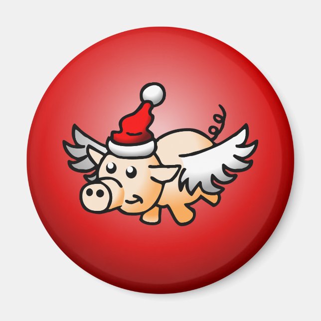 Imán El cerdo de Navidad volador (Frente)